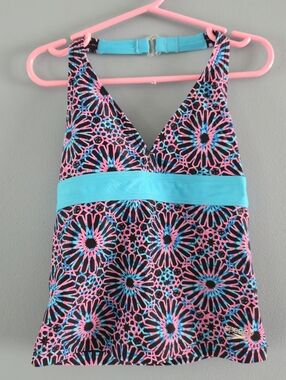 Speedo Girls (8) Blue & Pink Patterned Tankini Top